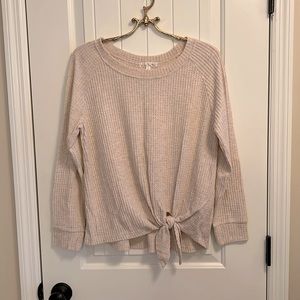 Waffle knit top with knotted front